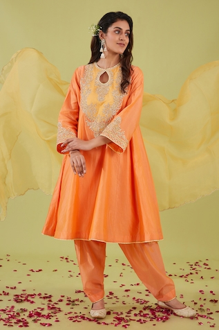 Preeti S Kapoor Zari Nakshi Bloom Yoke Embroidered Anarkali Set