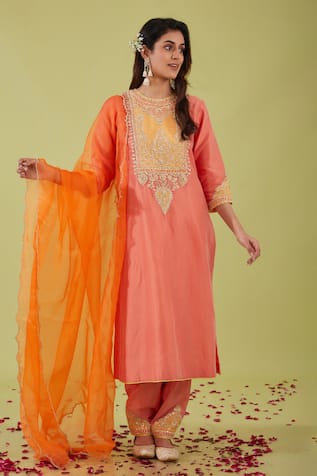 Preeti S Kapoor Gulbahar Yoke Embroidered Kurta Set 