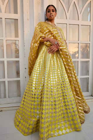 Ranbir Mukherjee Calcutta Gota Embroidered Lehenga Set 