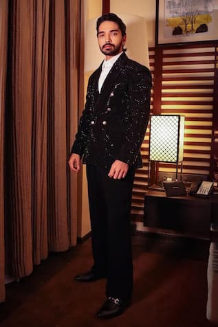 Ranbir Mukherjee Calcutta Stone Embellished Blazer Pant Set 