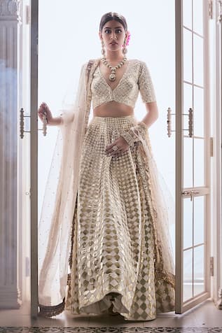 Ranbir Mukherjee Calcutta Gota Embroidered Lehenga Set 