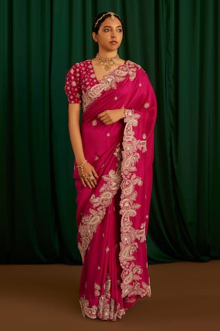 Mrunalini Rao Tarini Hand Embroidered Saree With Blouse 