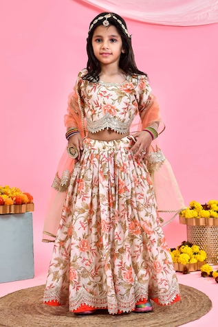 Yuvrani Jaipur Floral Print Sequin Embroidered Lehenga Set