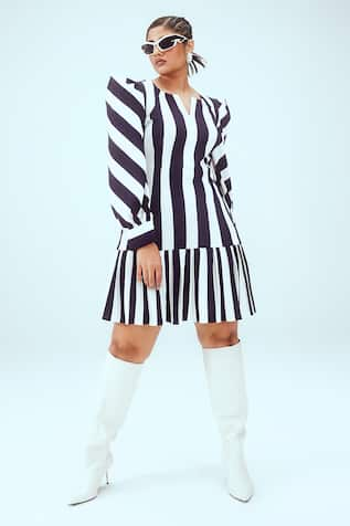 Mai Tai Stripe Pattern Knitted Tiered Dress 