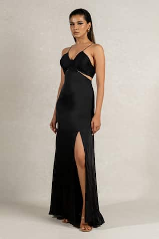 Pinup By Astha Hand Pleated High Slit Gown 