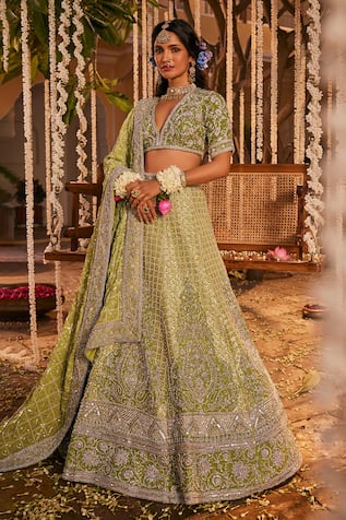 The Royaleum Dilkash Cutdana & Bead Embellished Bridal Lehenga Set 