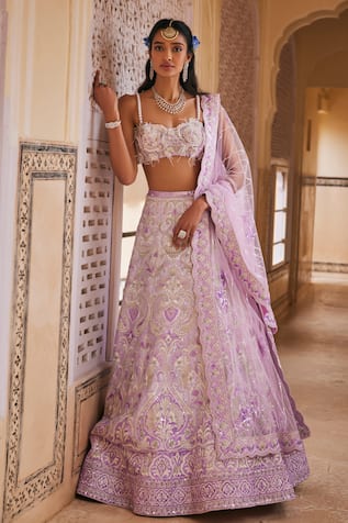 The Royaleum Pailsey Pattern Embroidered Lehenga Set 