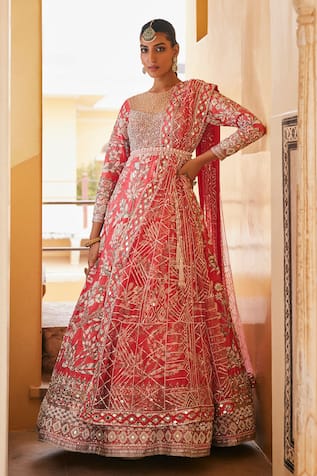 The Royaleum Gulistan Nakshi & Pearl Embroidered Anarkali With Dupatta 