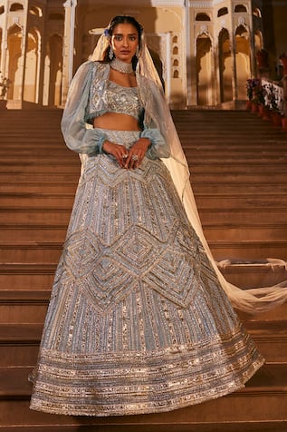 The Royaleum Shehzadi Crystal Embroidered Bridal Lehenga Set 