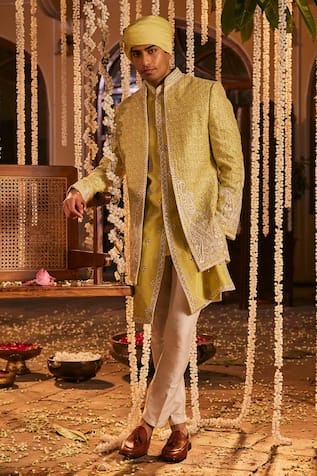 The Royaleum Embroidered Sherwani Jacket Set 