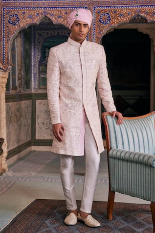 The Royaleum Silk Embellished Sherwani & Pant Set 