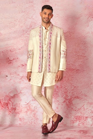 Fleur French Knots Embroidered Bandhgala Set 