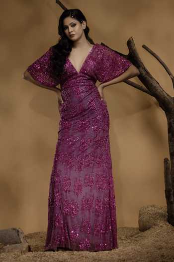 Ambrosia Abstract Sequin Hand Embellished Gown 
