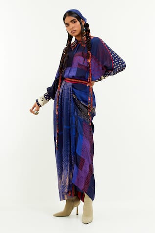 ASEEM KAPOOR Mandala Printed Shirt With Draped Skirt 