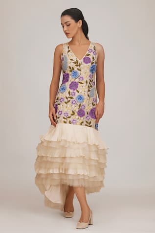 Shriya Som Floral Hand Embroidered Dress 