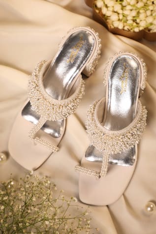 5Elements Linus Pearl Embellished Kolhapuri Heels 