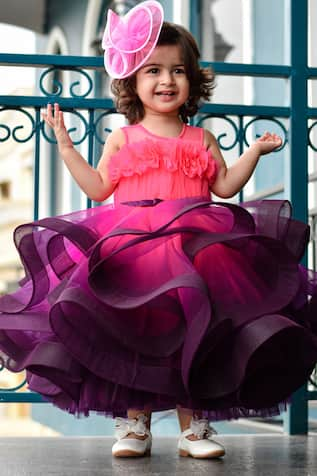 JANYAS CLOSET Shaded Structured Ruffle Princess Gown 