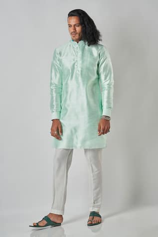 Bubber Blu Plain Double Button Placket Kurta 