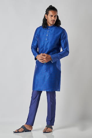 Bubber Blu Geometric Flora Print Kurta 