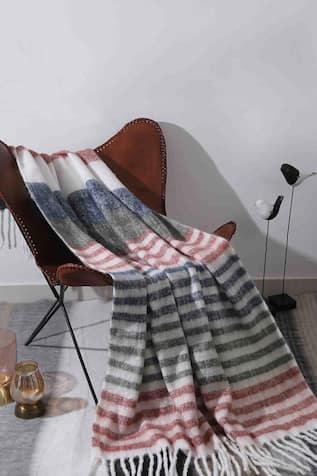 Acrylic Thread Embroidered Wool Throw 