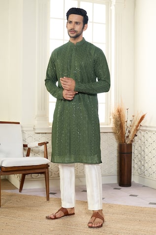 Kasbah x AZA Chikankari Thread & Sequin Work Kurta 