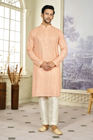 Kasbah x AZA Vine Thread & Mirror Embroidered Kurta With Pant