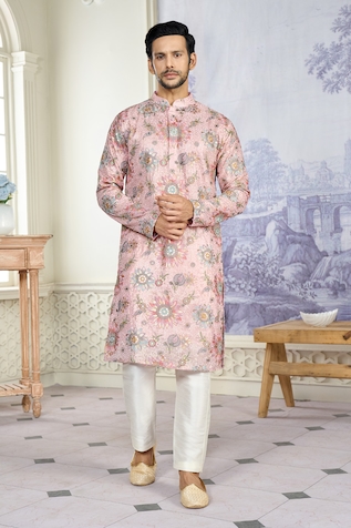 Kasbah x AZA Sequin Bloom Embroidered Kurta With Pant