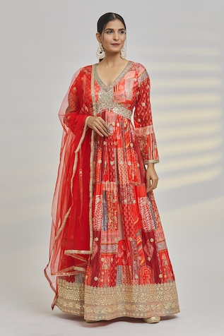 Samyukta Singhania Moroccan Tile Print Anarkali With Dupatta