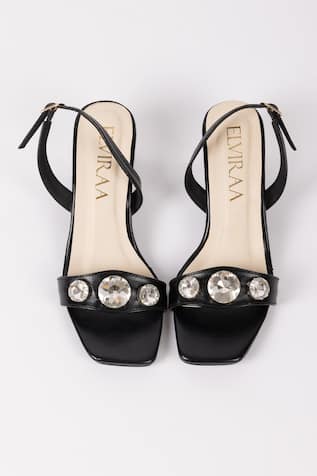 Elviraa By Pranali A Oswal Stone Embellished Block Heels 