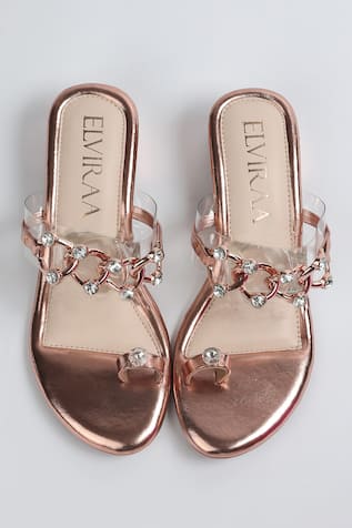 Elviraa By Pranali A Oswal Metallic Embellished Kolhapuri Heels 