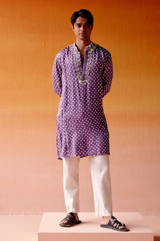 Twenty Nine Bandhani Mirror Embroidered Kurta & Pant Set 