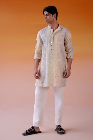 Twenty Nine Chikankari Embroiderd Panelled Kurta & Pant Set 