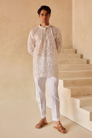 Twenty Nine Net Embroidered Kurta & Pant Set 