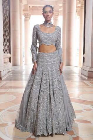 Ridhima Bhasin Zreh Chevron Embroidered Bridal Lehenga Set 