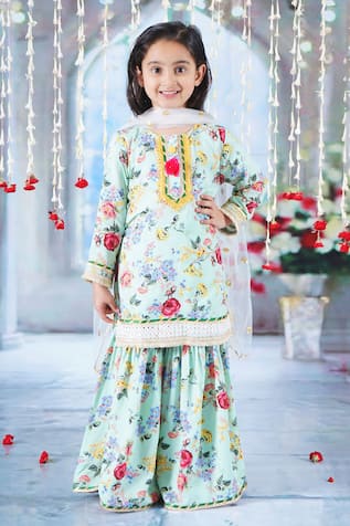 Little Bansi Botanic Fleur Print Kurta Sharara Set 