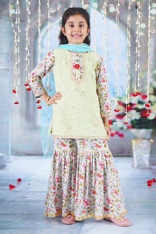 Little Bansi Gul Embroidered Kurta Sharara Set 