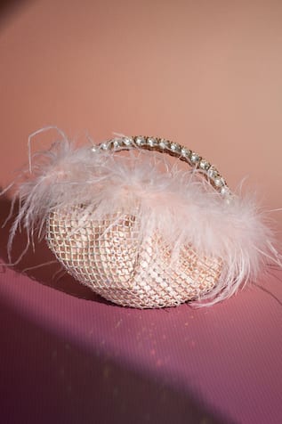 House of Bio Nora Feathered Crystal Embellished Bag 