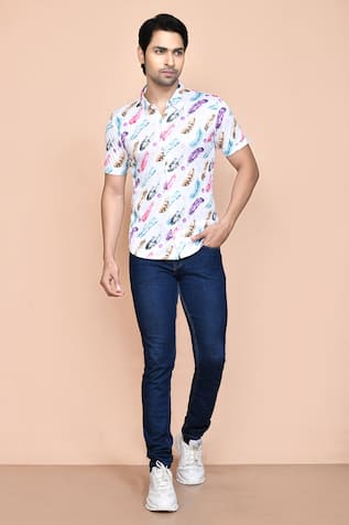 Arihant Rai Sinha Feather Print Shirt 