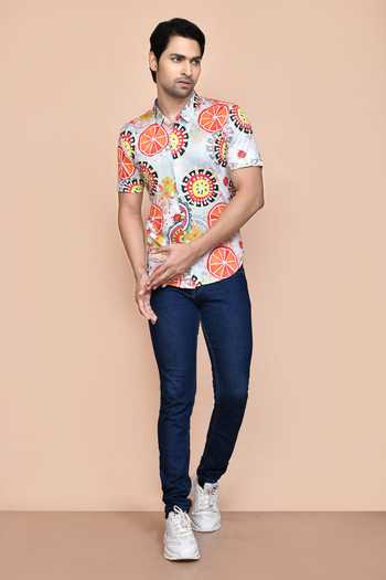 Aryavir Malhotra Orange Slice Print Shirt 