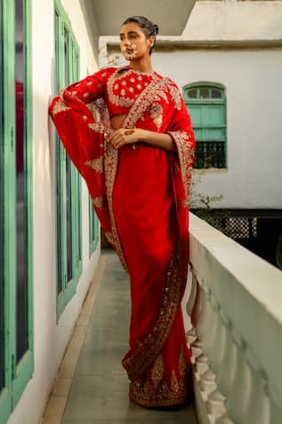 RoohbyRidhimaa Razaa Hand Embroidered Saree With Unstitched Blouse Piece 