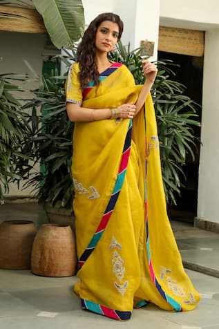 RoohbyRidhimaa Rukmani Embroidered Saree With Unstitched Blouse Piece 