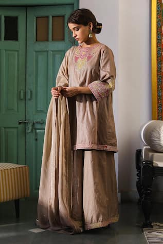 RoohbyRidhimaa Ahiliyaa Patchwork Embroidered Kurta Sharara Set 