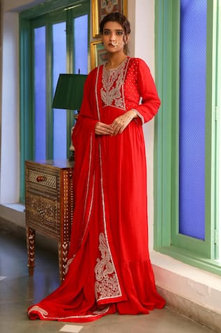 RoohbyRidhimaa Mannat Zari Embroidered Anarkali Churidar Set 