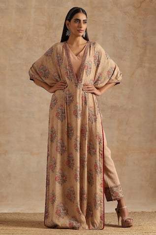 SAMVRIH Floral Print Kaftan & Pant Set 