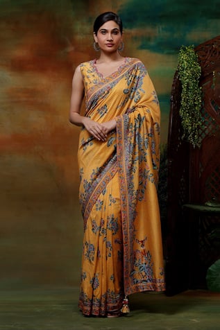 SAMVRIH Swarn Hiran Printed Saree With Blouse 