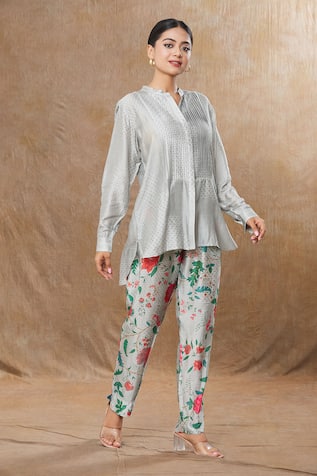 SHRADDHA RAMBHIA Printed Pleated Top & Pant Set 