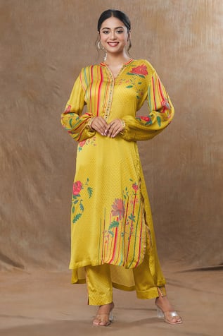 SHRADDHA RAMBHIA Floral Print High-Low Top & Pant Set 