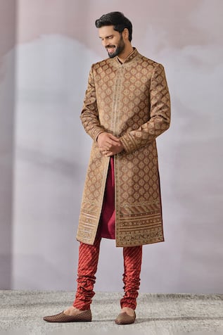 Tarun Tahiliani Phulkari Print Sherwani & Kurta Set 