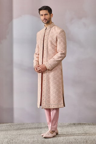 Tarun Tahiliani Chikankari Embroidered Sherwani Kurta Set 