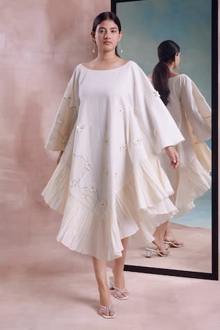 Shwetanga Embroidered Scarf Kaftan Dress 